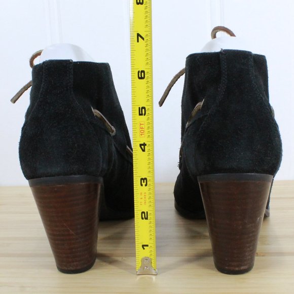 Sebago Ashton 360 Moc Black Suede Lace-up Ankle Heeled Booties Size 11 M - Picture 6 of 9